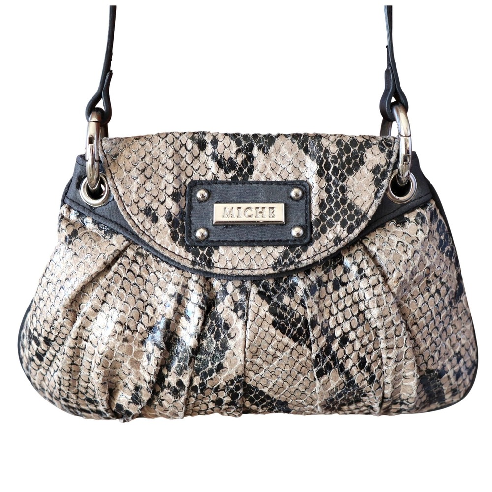 Y2K Vintage MICHE Snake Print Clutch Purse Evening Bag Small Shoulder Mini Bag